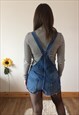 VINTAGE 90S BLUE DENIM DUNGAREE SHORTS