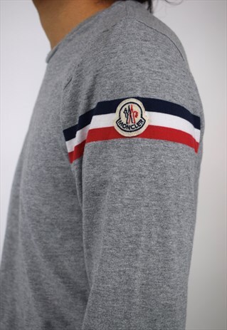 VINTAGE 90S MONCLER GREY LONG SLEEVE T-SHIRT