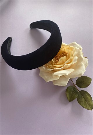 PADDED VELVET HEADBAND - NAVY BLUE