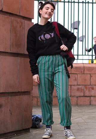 FESTIVAL TEAL STRIPED COTTON TROUSERS