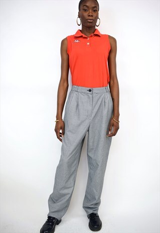VINTAGE 90S BLACK WHITE FINE HOUNDSTOOTH TROUSERS
