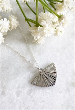Silver Geometric Fan Necklace