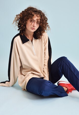 90'S RETRO ATHLEISURE OVERSIZED NEUTRAL SWEATSHIRT JUMPER