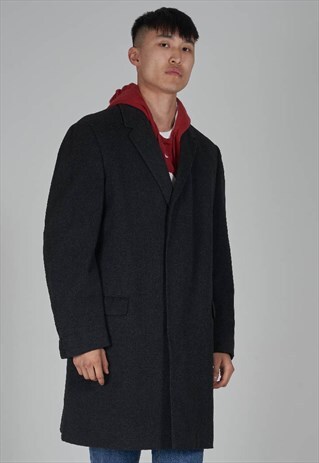 RARE VINTAGE 90'S AQUASCUTUM GREY WOOL OVERCOAT