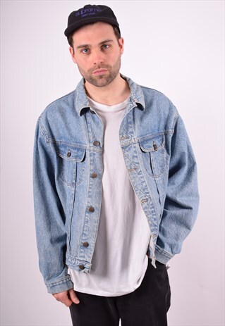 LEE MENS VINTAGE DENIM JACKET LARGE BLUE 90'S