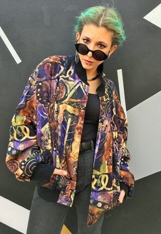 VINTAGE GTRAFFITI PRINT BOMBER JACKET