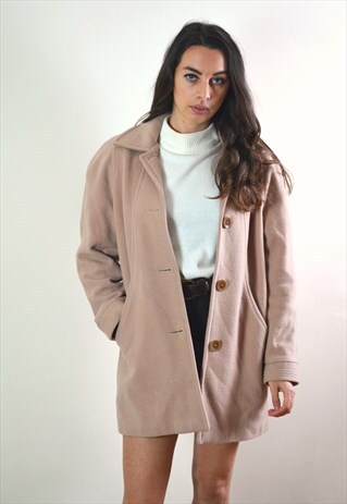 1990S VINTAGE BEIGE WOOL CAMEL COAT