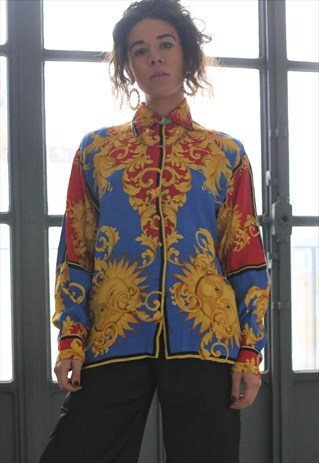 VINTAGE VERSACE RARE MIAMI BAROQUE PRINT LOOSE FIT SHIRT
