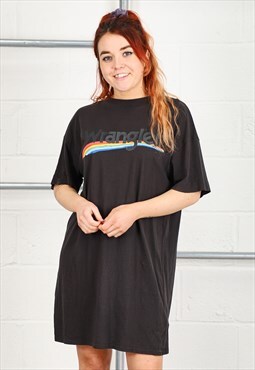 Vintage Wrangler T-Shirt Dress in Black Summer Daywear Small