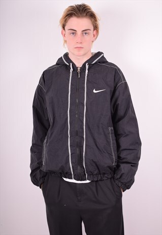 NIKE MENS VINTAGE JACKET LARGE BLACK 90'S