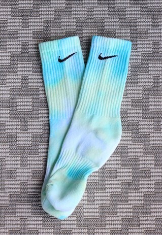 NIKE LIME AND AQUA TIE DYED SOCKS