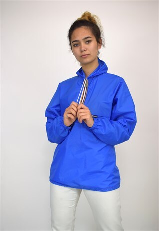VINTAGE 90'S DEEP BLUE K-WAY 1/4 ZIP PULLOVER