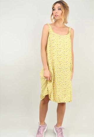 VINTAGE 90S FLORAL PATTERNED SUMMER SLIP DRESS