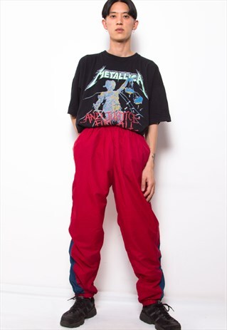 VINTAGE 90S ELLESSE RED TRACK PANTS ID:7379