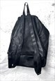 90S DRAWSTRING BLACK FAUX LEATHER BACKPACK 