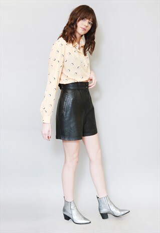 VINTAGE 1980'S PEACH SILKY SPOT PRINTED SHIRT