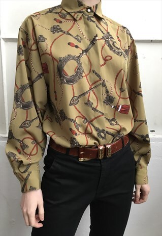 VINTAGE 90' AMAZING BEAUTIFUL GREEN ELEGANT SHIRT
