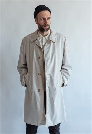 VINTAGE 80S TRENCH MIDI COAT IN WHITE