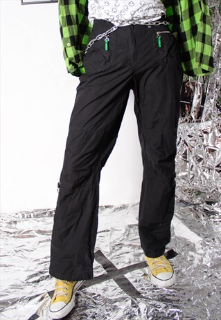 90S Y2K RAVE GOTH BLACK CARGO WORKWEAR KEY HARDWARE PANTS