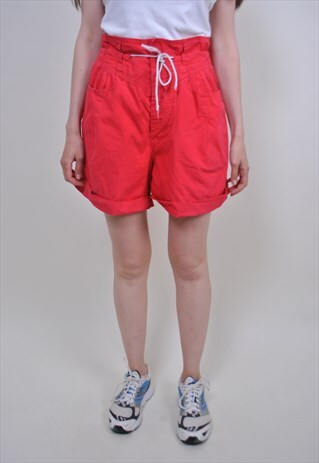 80S RED BEACH SHORTS, VINTAGE HOLIDAYS SEA SHORTS