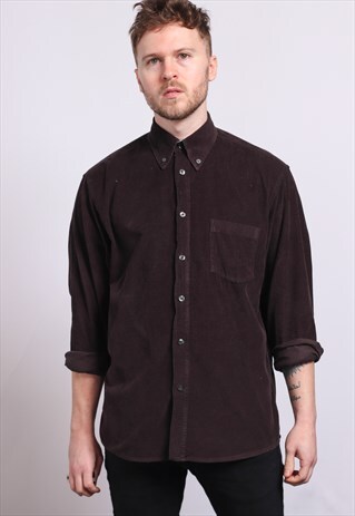 VINTAGE CORDUROY CORD SHIRT BROWN