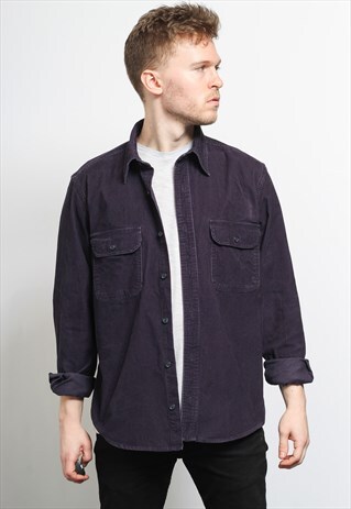 VINTAGE CORDUROY CORD SHIRT BLUE