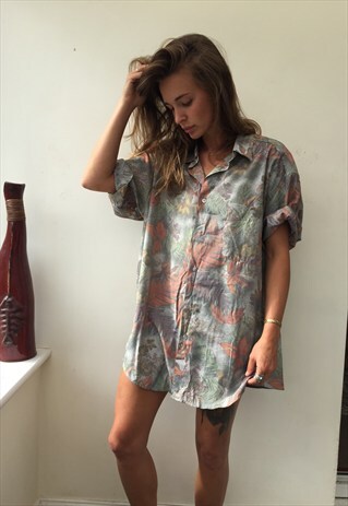 CRAZY PATTERNED OVERSIZED RETRO VINTAGE FESTIVAL SHIRT