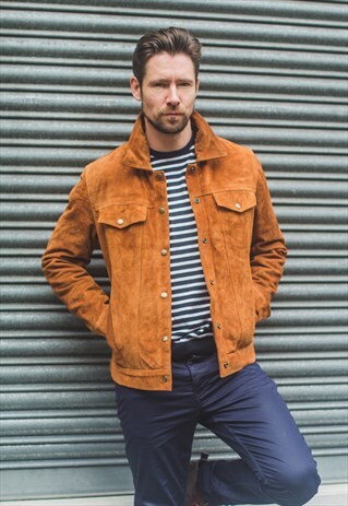 PREMIUM TOBACCO BROWN SUEDE DENIM JACKET