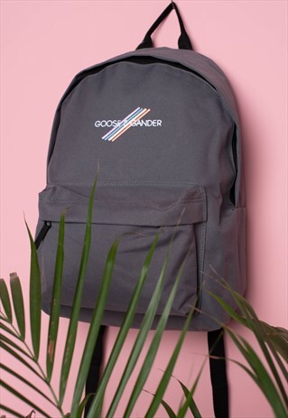 G&G UNISEX CHARCOAL PASTEL MULTI LINES RUCKSACK