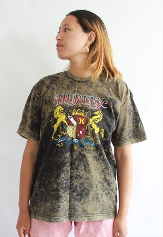 KHAKI BLACK TIE DYE T SHIRT