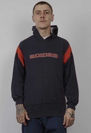 VINTAGE 90'S ADIDAS BLACK/ ORANGE HOODIE