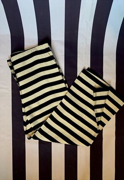 Vintage 80s wide-leg striped culottes in black and white