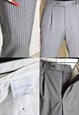 VINTAGE 90S GREY STRIPED WOOL BLEND PLEATED MENS PANTS