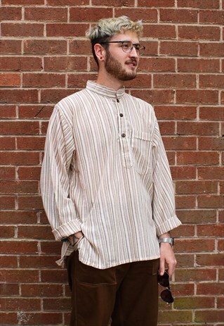 FAIRTRADE UNISEX NATURAL STRIPED SHIRT