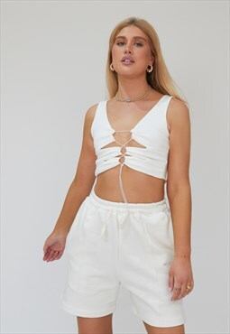Cut Out Crop Top in White