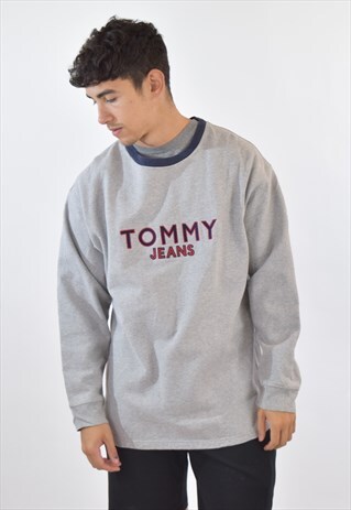 VINTAGE 90S GREY TOMMY HILFIGER SWEATSHIRT