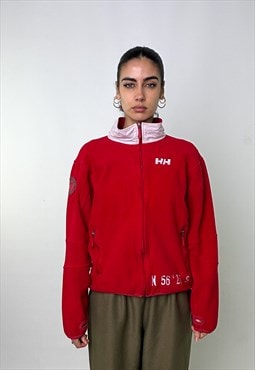 Red 90s Helly Hansen Embroidered Zip Fleece Sweatshirt