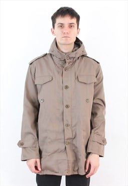 German Army Vintage Mens S Jacket Parka Coat Faux Sherpa Top