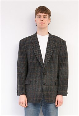 HARRIS TWEED Vintage Men UK 44 Wool Blazer EU 54 Houndstooth