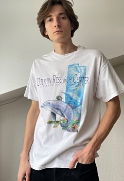 Vintage DOLPHIN CENTER FLORIDA T Shirt Graphic Tee Top 90s