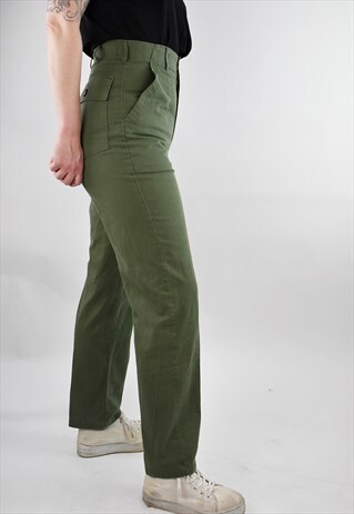 VINTAGE 80S HIGH WAIST AUTHENTIC ARMY TROUSERS W30 L33