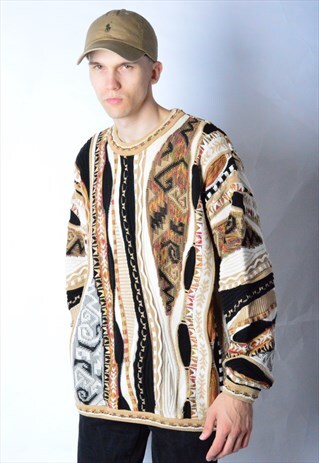 VINTAGE 90S COLOURFUL KNIT ABSTRACT JUMPER