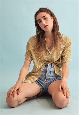 90'S RETRO FESTIVAL FLORAL PRINT OVERSIZED MOMS BLOUSE TOP