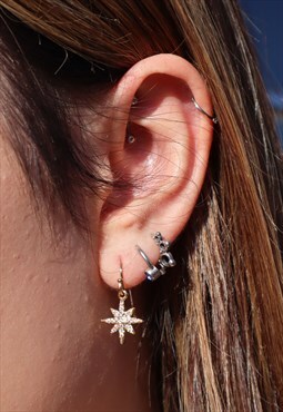 Sparkle Star Zircon Gold Earrings