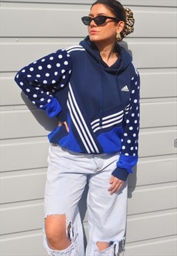 Y2K vintage reworked adidas spot stripe patchwork hoodie