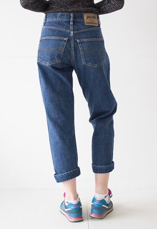 VINTAGE RETRO BLUE STRAIGHT CUT BOYFRIEND JEANS DENIM