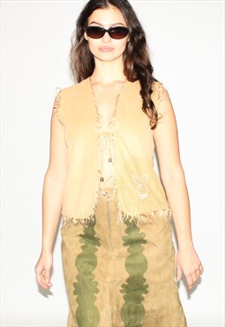Vintage Y2K faux fur gilet in beige
