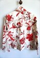 VINTAGE DENIM JACKET LIGHT FLORAL FLOWERS RED TOP