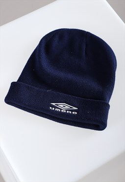 Vintage Umbro Beanie Hat in Navy Knitted Winter Sports Hat