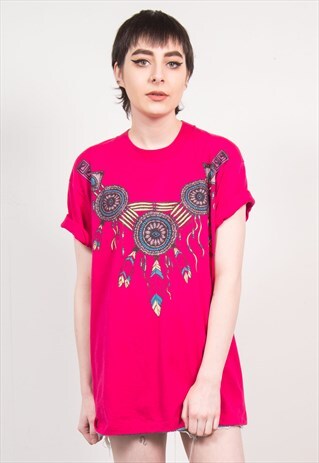 90'S DREAM CATCHER PRINT OVERSIZED T-SHIRT
